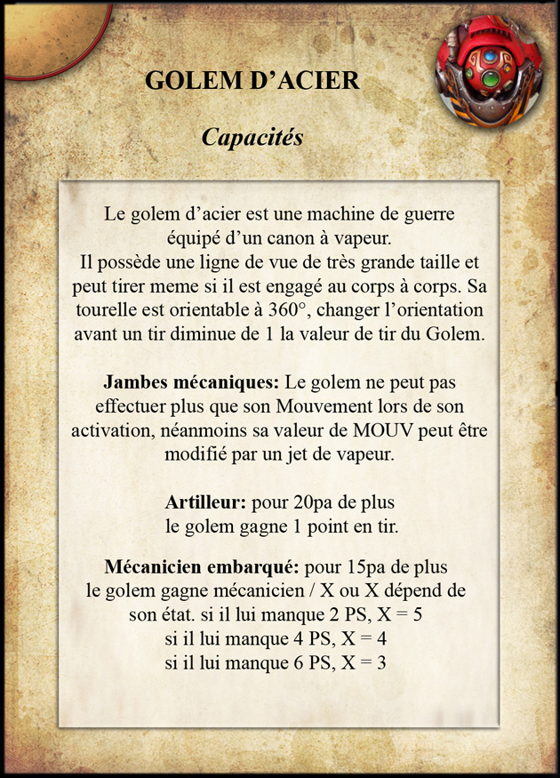 Capacités du Golem d'Acier